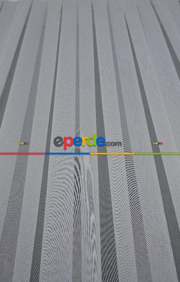 Brillant Tül Perde - Hafif Keten Tül - Etek Ucu Ve Bantı İşlemeli - Spor Modern Desenli Tül Perde - Ütü İstemez Kırışmaz Tül