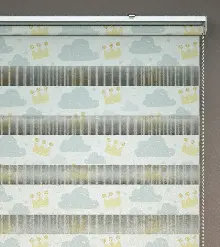 Bulut Desenli Baskılı Zebra Perde- Çok Renkli