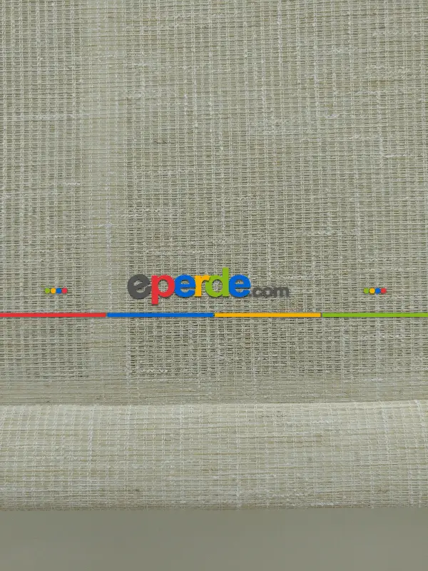 Çiftli Sistem Naturel Keten Tül Stor- Krem Koyu