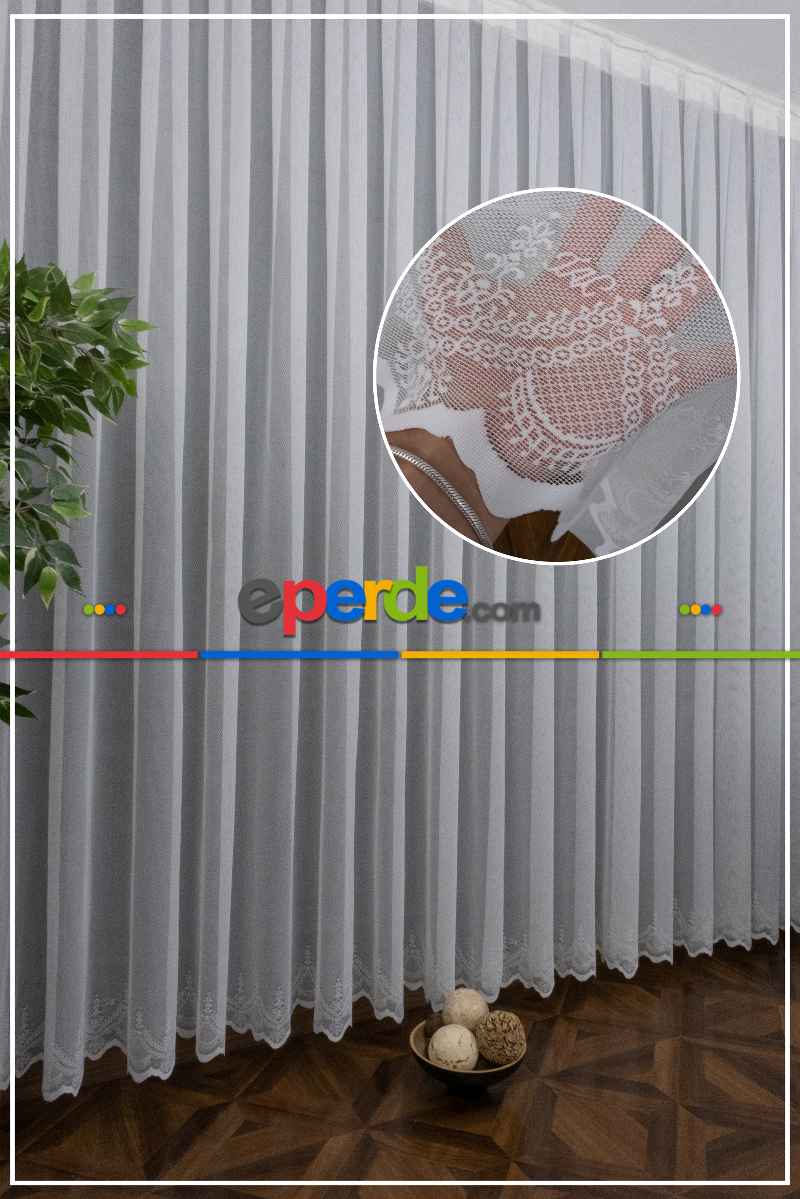 Taç Tül Perde Yeni Düz Sade Moda Tasarım Tül Etek İşlemeli Ütü İstemez Tül