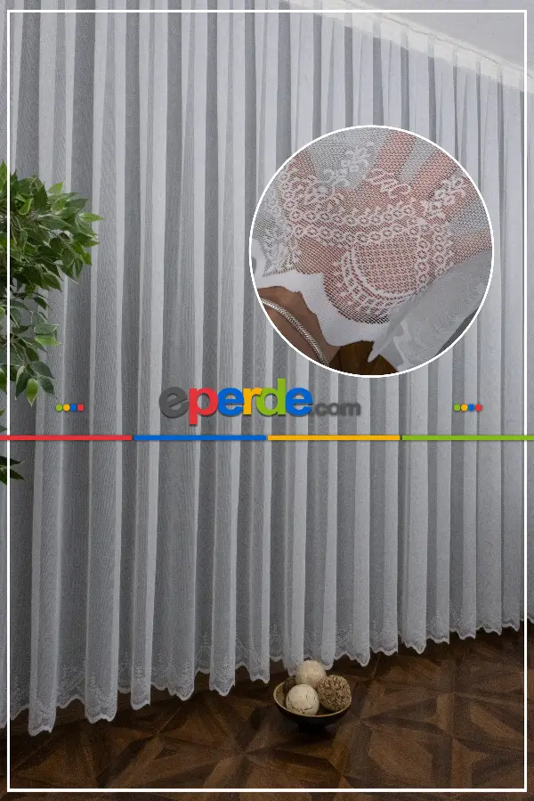 Taç Tül Perde Yeni Düz Sade Moda Tasarım Tül Etek İşlemeli Ütü İstemez Tül