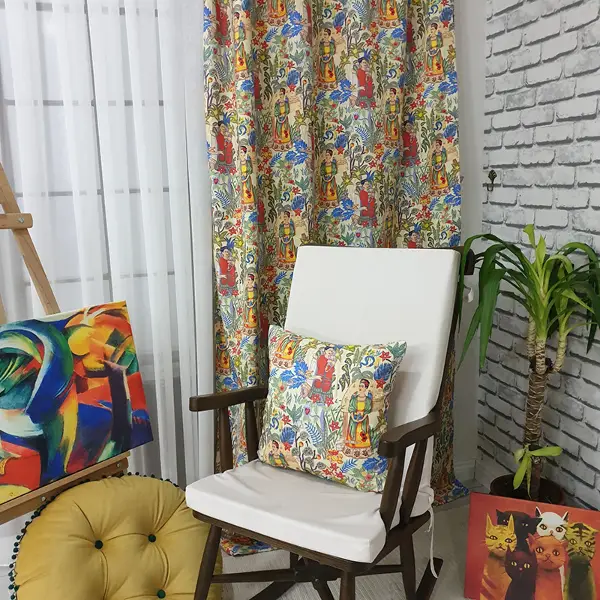 Popart Desenli Fon Perde Evmpopart5 Kumaşı Kalındır Duck Bezi Değildir- Çok Renkli 3