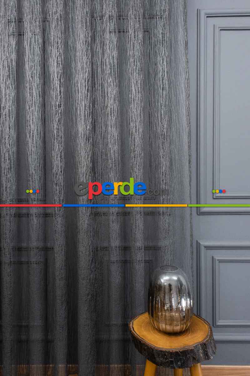 Yeni Tasarım Moda Cam Kırığı Örme Tül Perde Gri - Füme - Antrasit