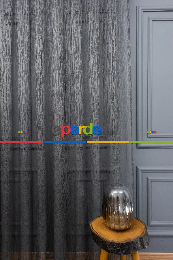 Yeni Tasarım Moda Cam Kırığı Örme Tül Perde Gri - Füme - Antrasit