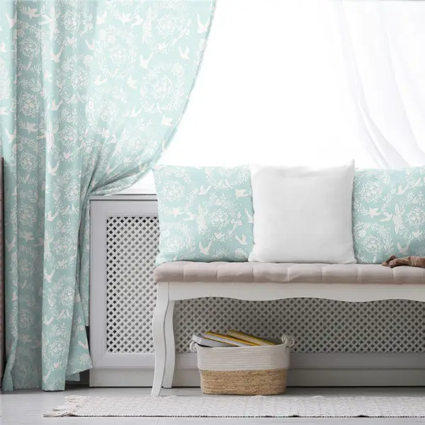 Çocuk Odası Fon Perde Evim794 Kumaşı Kalındır Duck Bezi Değildir- Mavi-beyaz