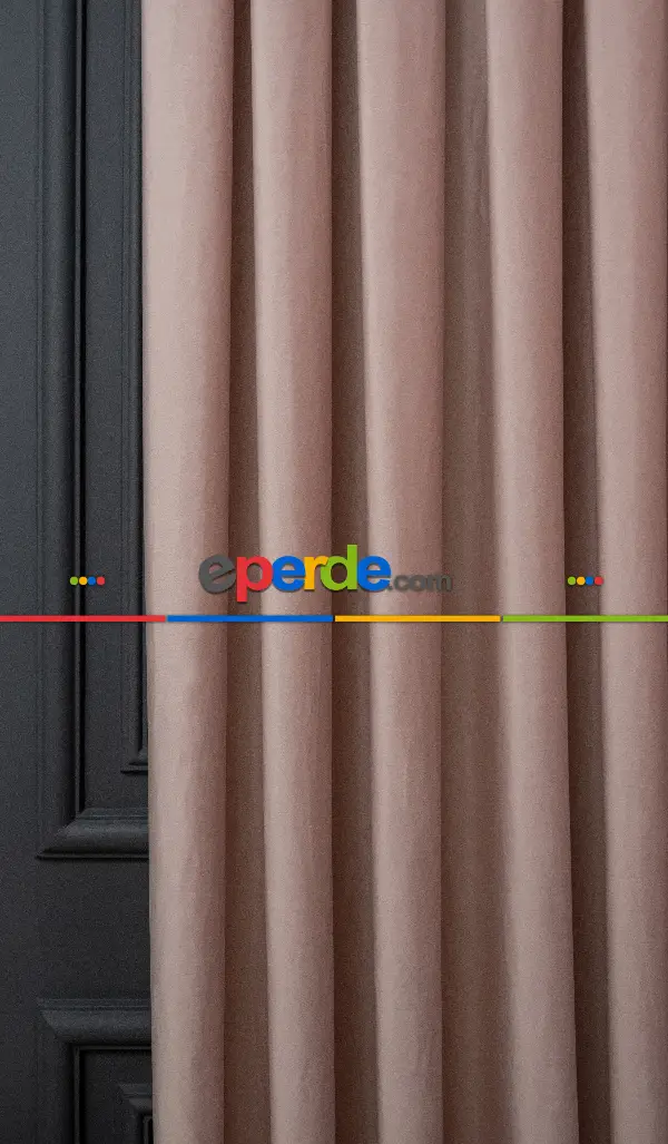 Salon Fon Perde - İthal Kadife Fon Perdelik Geniş Enli ( Pudra )