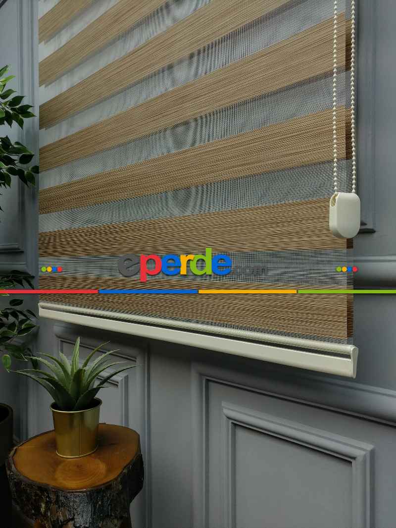 2025 Sezonu - Zebra Perde - Bambu Zebra Perde- Kahve Açık