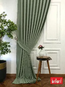 Yatak Odası - Brillant Karartma Blackout Su Yeşili Renk Fon Perde- Su Yeşili