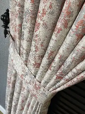 Kiremit Ve Bej Rengi Jakar Fon Perde