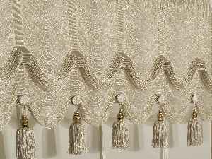 Drape Dar Bant Etek Ucu Şelale Krem Altın Simli