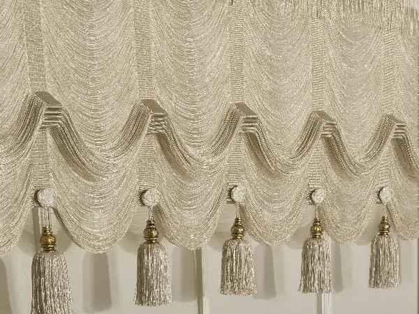 Drape Dar Bant Etek Ucu Şelale Krem Altın Simli