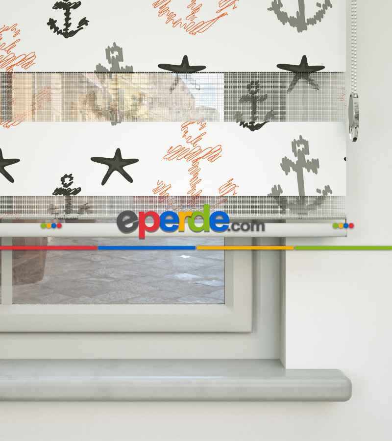 Çapa Baskılı Zebra Perde-hatalı- Beyaz-füme-somon-gri Koyu-kahve