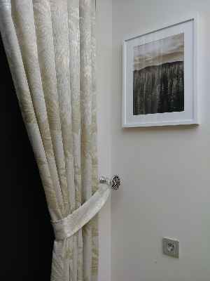 Krem Yaprak Desenli Jakar Fon Perde- Krem