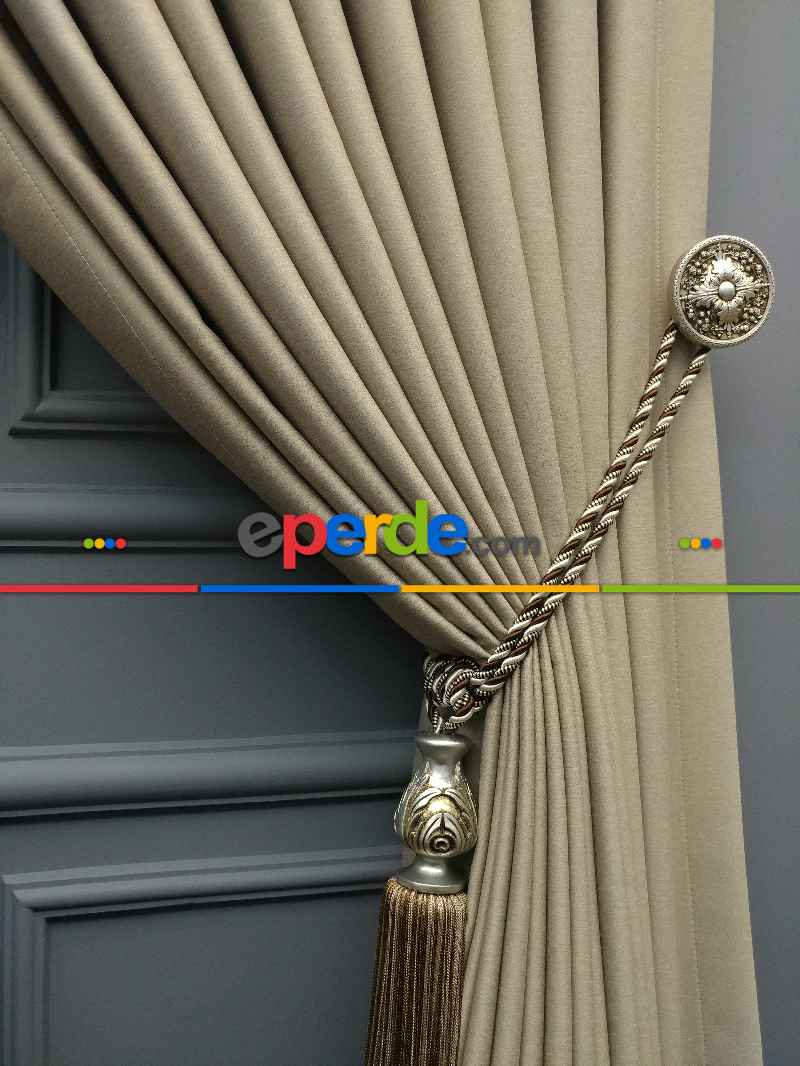 Modern Keten Görünümlü Işık Geçirmez Karatma Fon Perde 204 Ikon- Açık Vizon Rengi-açık Vizon