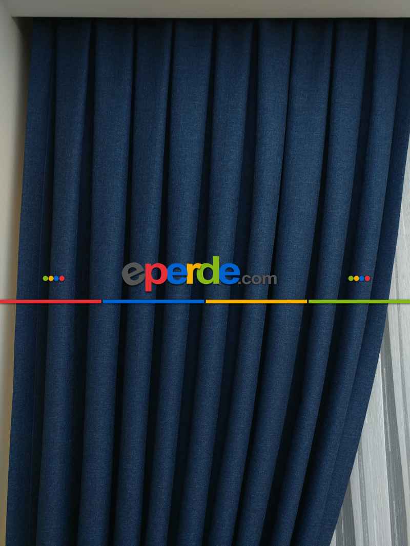 Koyu Petrol Mavi - Düz Keten Fon Perde ( Keten Fon Perde)- Mavi Koyu