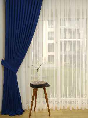 Salon Parlement Mavi Düz Sade Fon Perde Dökümlü (  Dökümlü Fon)- Saks Mavi