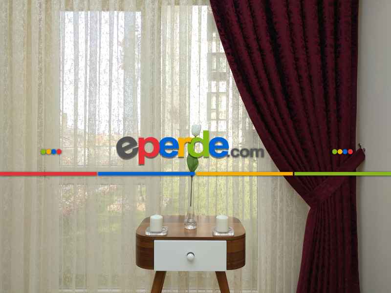 Bordo Düz Jakar Fon Perde (180)- Bordo