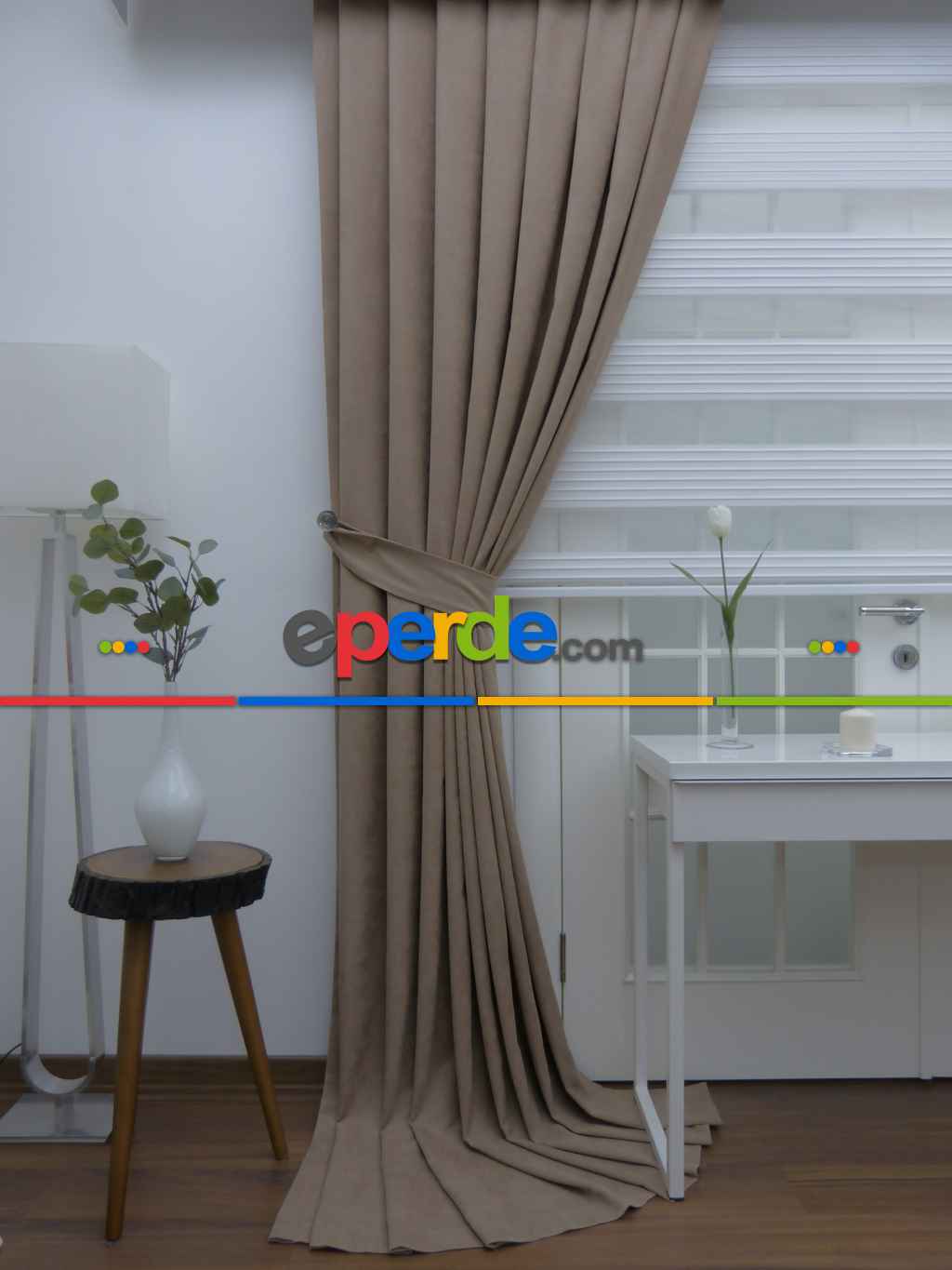 Sütlü Kahve Düz Fon Perde- Sütlü Kahve