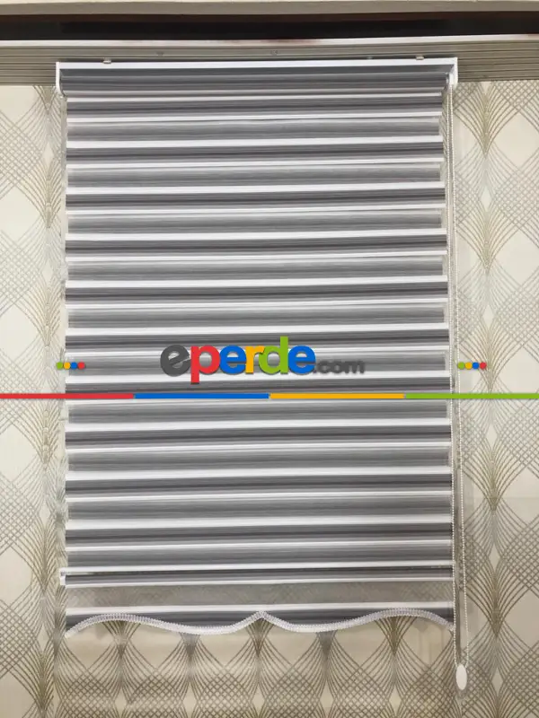 Mutfak - Jakarlı Zebra Perde Bdz-03- Gri-füme-antrasit-krem Açık