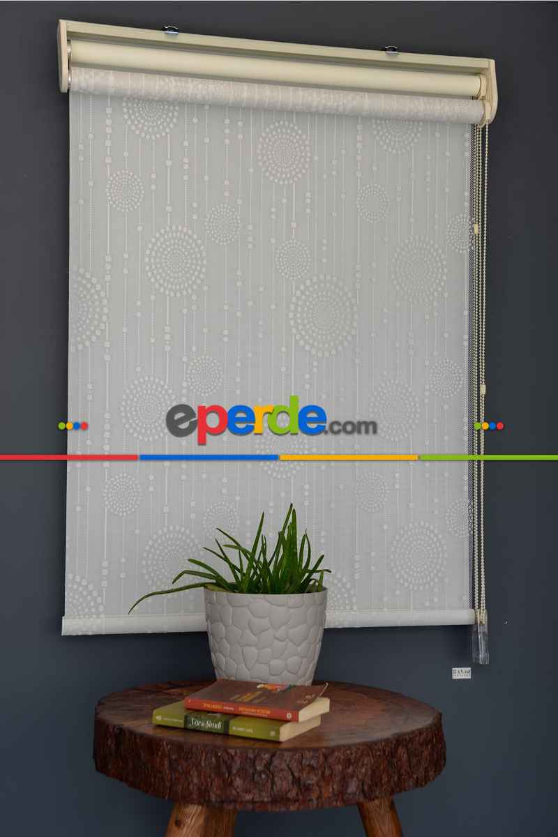 Halim Perdesan Dacuz-208 Beyaz Renk Etekli Veya Eteksiz Çift Mekanizmalı Tül Stor Perde