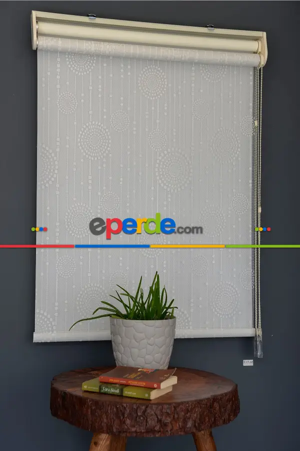 Halim Perdesan Dacuz-208 Beyaz Renk Etekli Veya Eteksiz Çift Mekanizmalı Tül Stor Perde