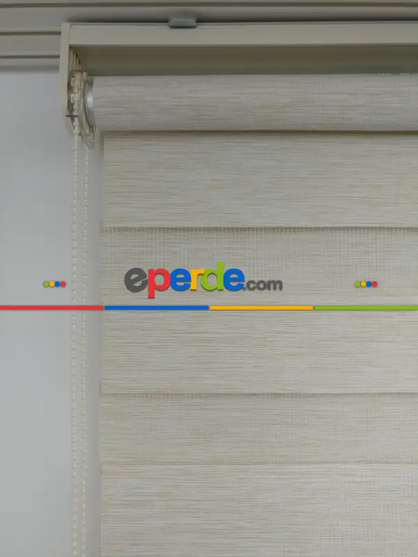 Krem Düz Bambu Zebra Perde- Krem