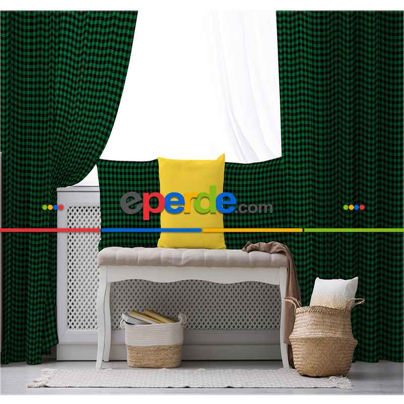 Salon Fon Perde Evim1619-3 Kumaşı Kalındır Duck Bezi Değildir- Mavi-beyaz