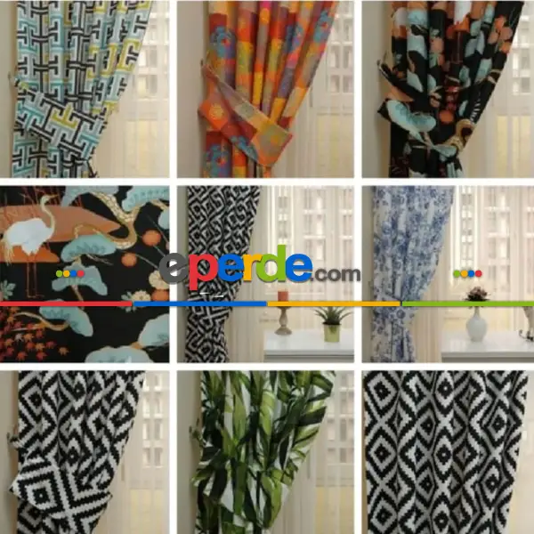 Bebek Odası Fon - Suluboya Kalpli Desenli Fon Perde Evm752-6 Kumaşı Kalındır Duck Bezi Değildir- Lacivert