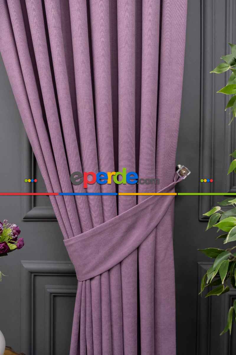 Koyu Lila Düz Fon Perde Dökümlü Fon Perde