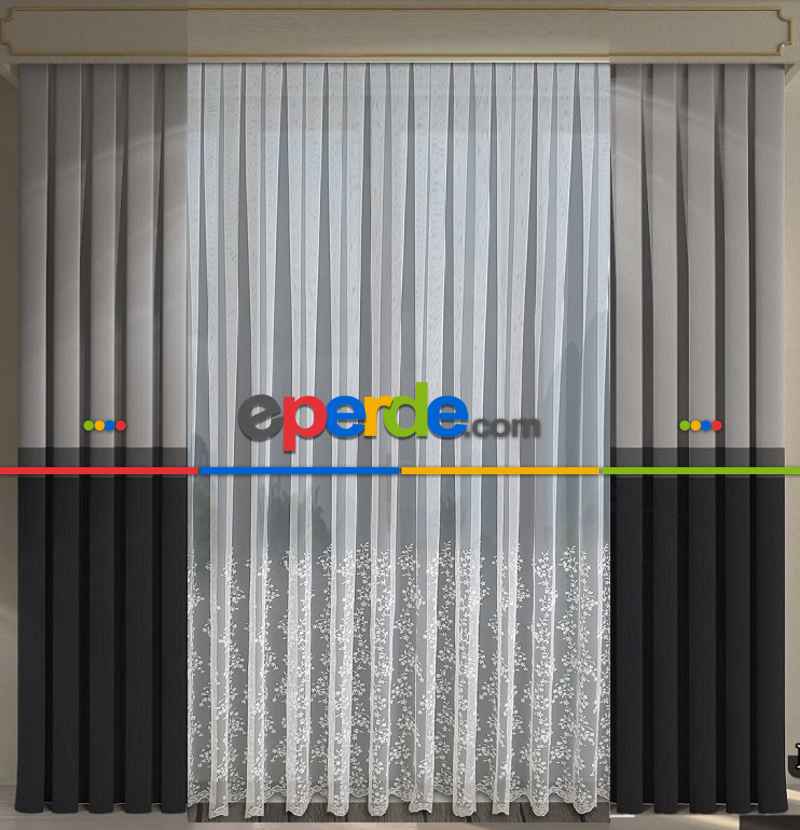 Salon Tül - Etek İşlemeli Grek Tül