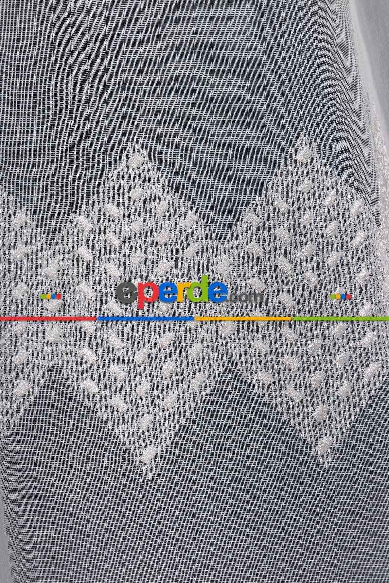 Salon Tül - Yaprak Tt Zemin Brode Nakış İşlemeli Tül Perde