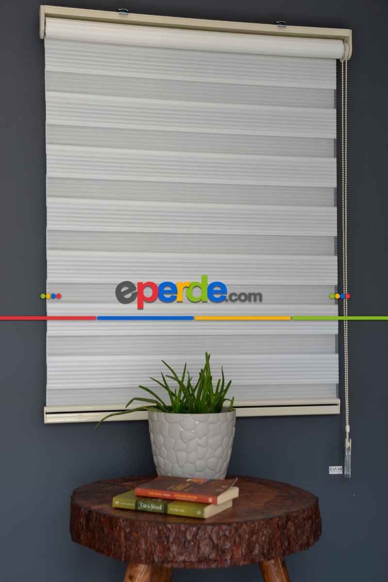 Halim Perdesan Dp-01 Beyaz Renk Etekli Veya Eteksiz Dar Pliseli Zebra Stor Perde