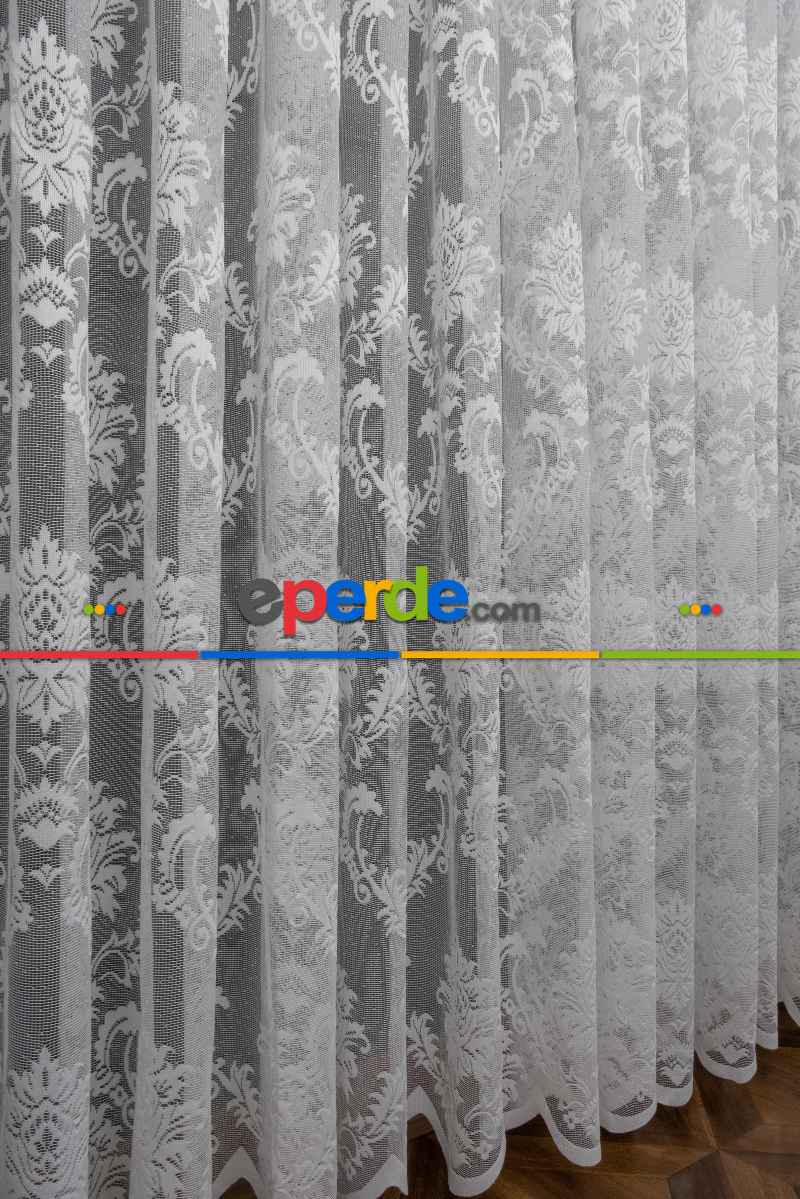 Damask Desen Örme Tül