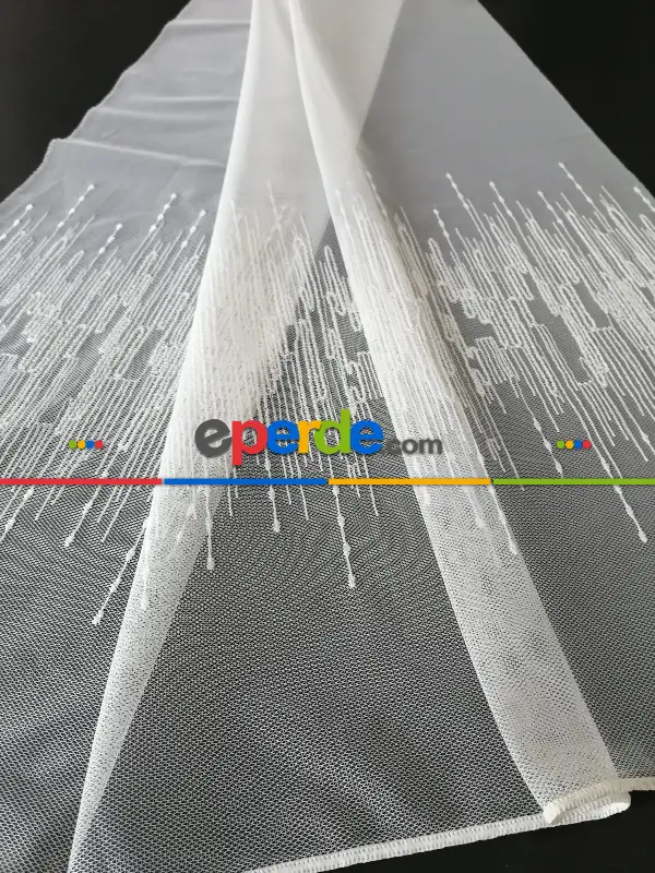 Br Kraliçe Tfs İşlemeli Brode Tül Perde - Ekru