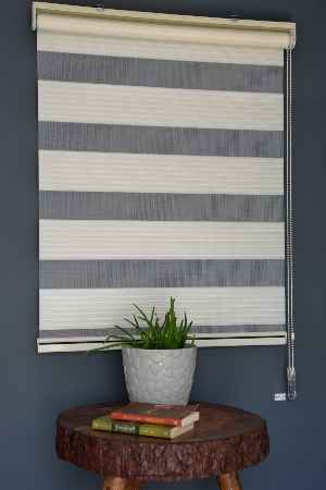 Oturma Odası - Halim Perdesan Gp-02 Ekru Renk Etekli Veya Eteksiz Geniş Pliseli Zebra Stor Perde