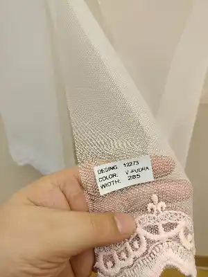 Etek Ucu Pırıltılı Nakış İşlemeli Dantel Tül Perde- Pembe Pudra Pembe-Pudra