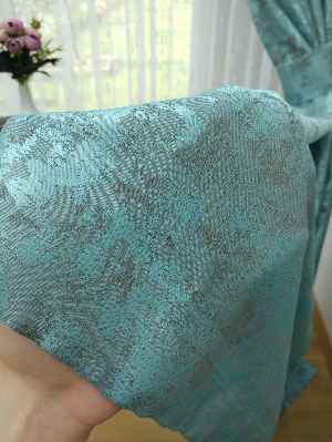 Patine Desenli Turkuaz - Katyonik Jakar Fon Perde- Turkuaz