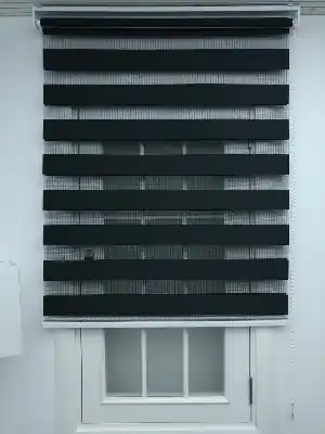 Siyah Düz Bambu Zebra Perde- Siyah
