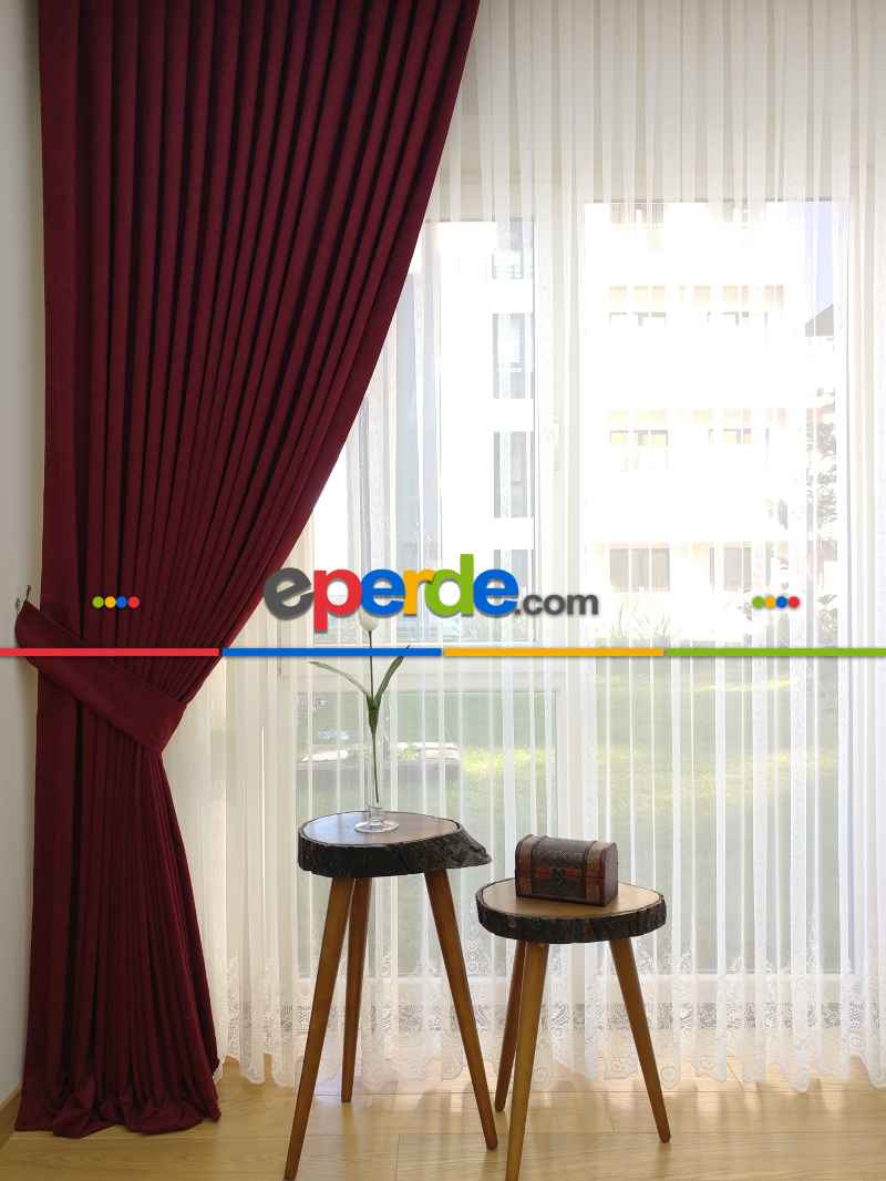 Bordo Düz Fon Perde 837
