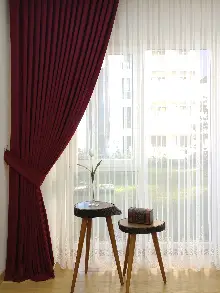 Mutfak - Bordo Düz Fon Perde 837