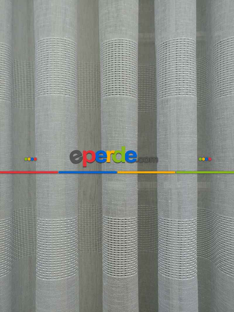 Gri Keten Tül Perde- Gri-füme-antrasit - Kurşunlu Tül