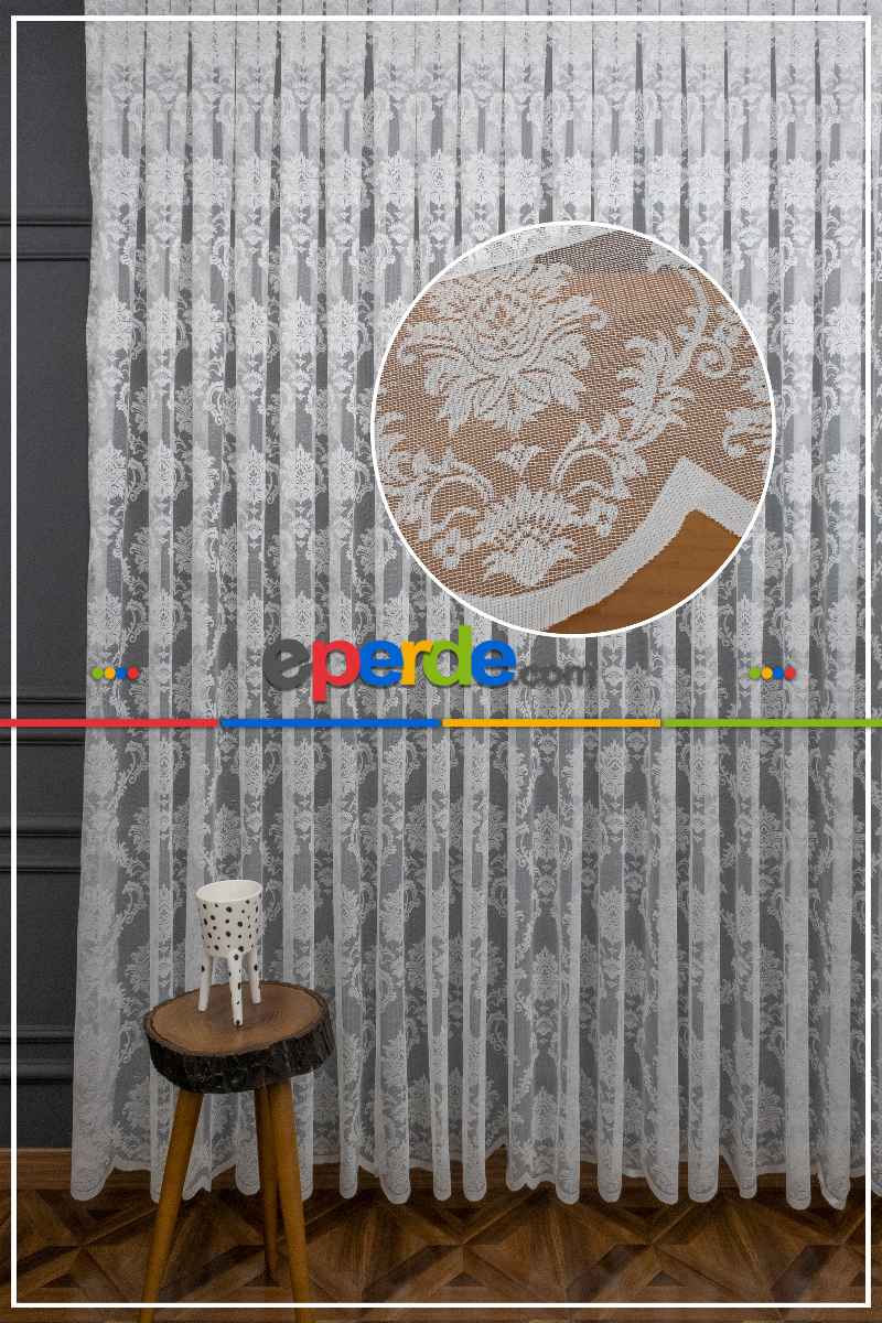 Damaks Desenli Fransız Danteli Örme Tül Damaks Desen