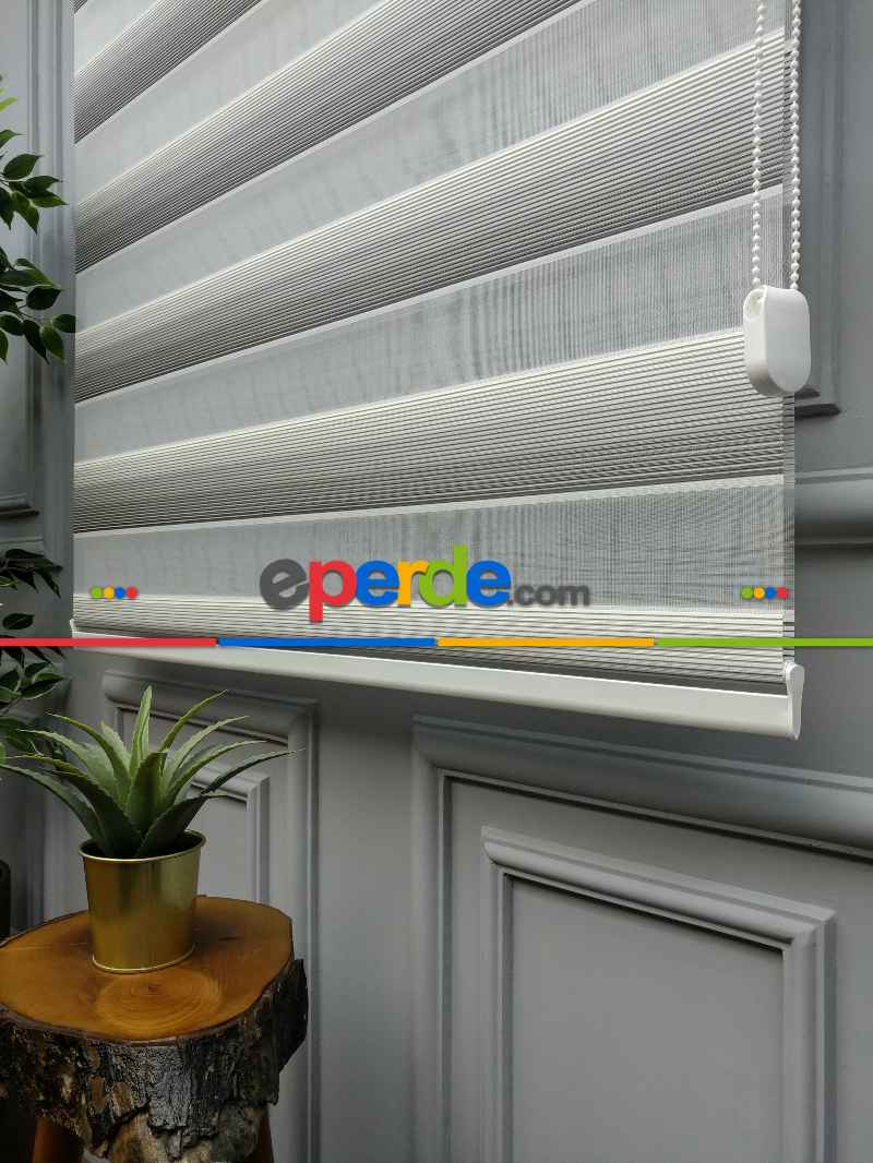 2025 Sezonu - Degrade Renk Geçişli Micro Pileli (pilise) Zebra Perde- Gri