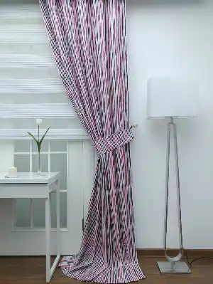 Pembe Mor Çizgili Fon Perde ( Leke Tutmaz )- Pembe-Mor