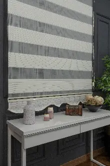 110x200 Hazır Krem Geniş Plise Zebra Perde