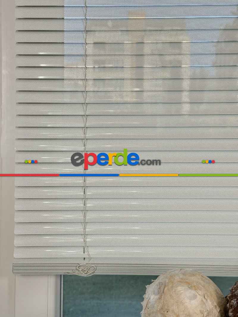 Ekru Perfore (delikli) Alüminyum Jaluzi Perde - 25mm