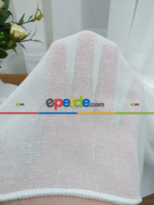 Salon Tül - Ekru ( Beyaza Yakın ) - Keten Tül Perde- Ekru