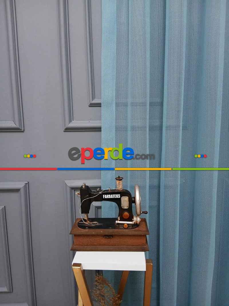 Taç Cemre Düz Örme Mint Tül Perde