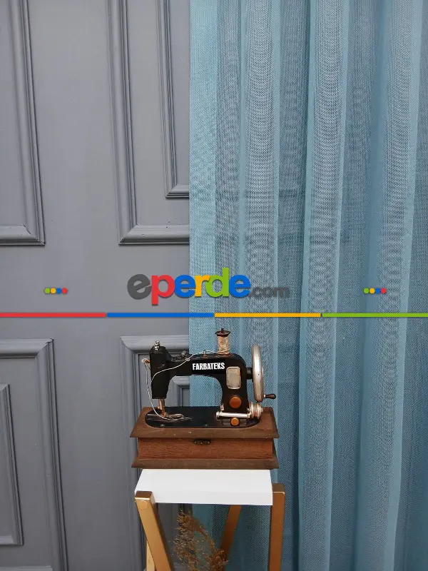 Taç Cemre Düz Örme Mint Tül Perde