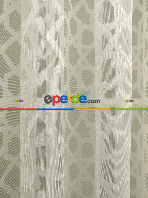 Örme Dantel Tül Perde- Krem